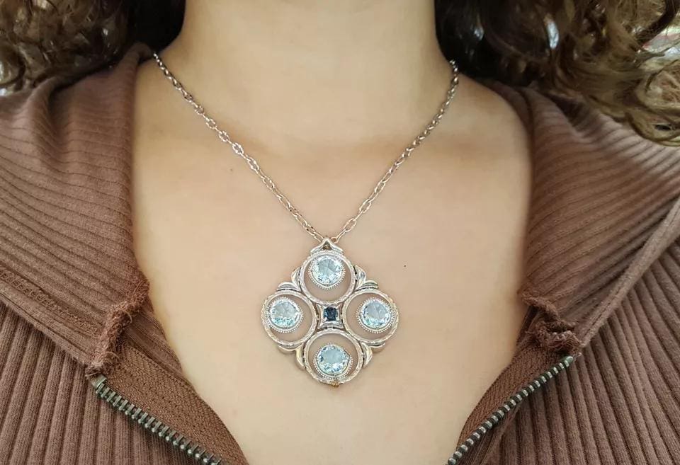 Tacori SN1420233 Island Rains Topaz Circle Pendant in Sterling Silver & 18K Gold