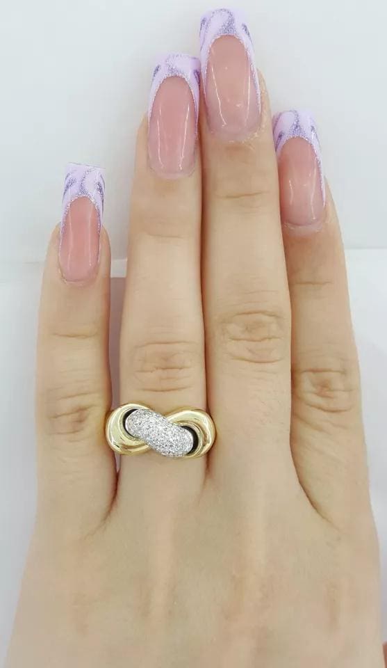 Roberto Coin Pave Set Diamond Infinity Knot Ring 0.64 ct 18k Yellow Gold