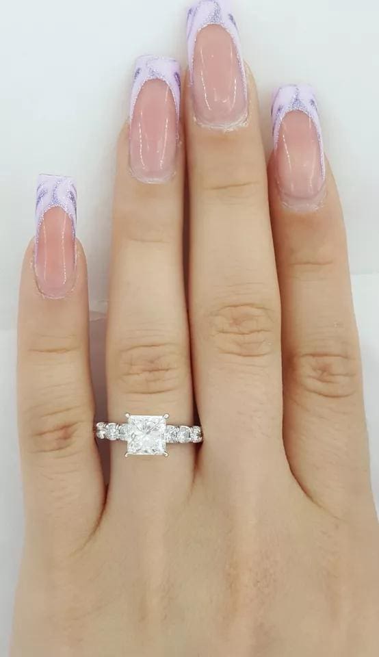 Princess Brilliant Cut Diamond Engagement Ring 2.22 ct 14K White Gold Rtl 15K