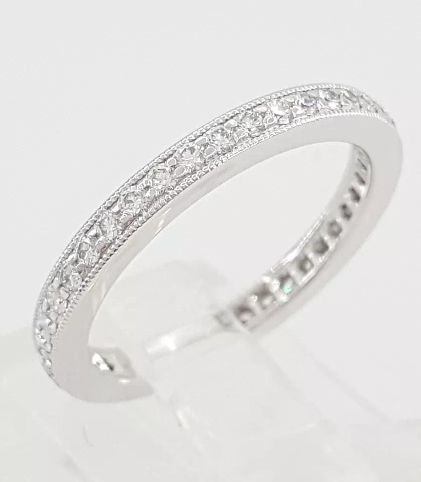 Tiffany & Co Full Circle Eternity Diamond Platinum Wedding Band 0.42 ct 2.3mm