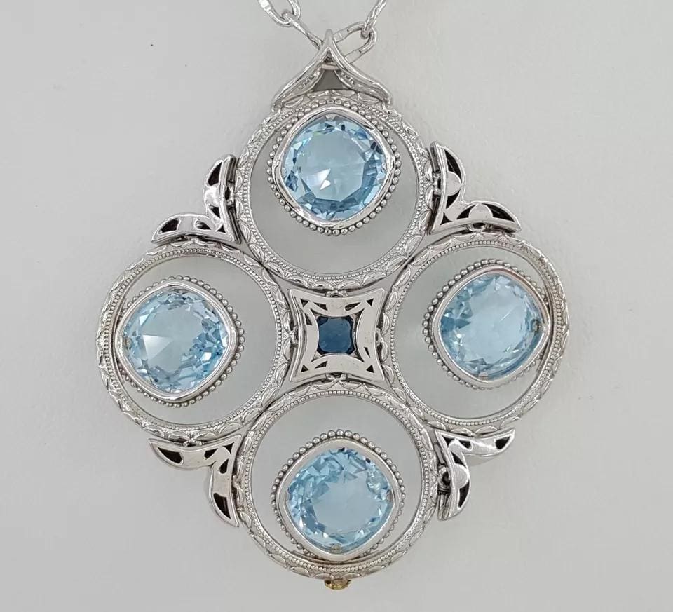 Tacori SN1420233 Island Rains Topaz Circle Pendant in Sterling Silver & 18K Gold