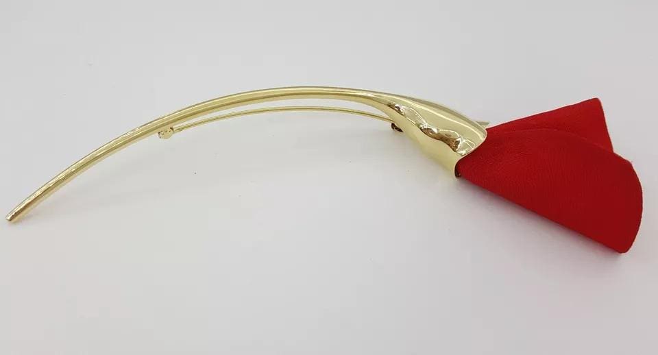 Tiffany & Co Elsa Peretti Red Rose Silk Amapola 18k Gold Brooch