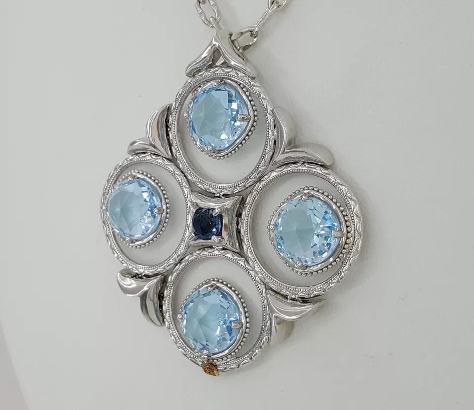 Tacori SN1420233 Island Rains Topaz Circle Pendant in Sterling Silver & 18K Gold