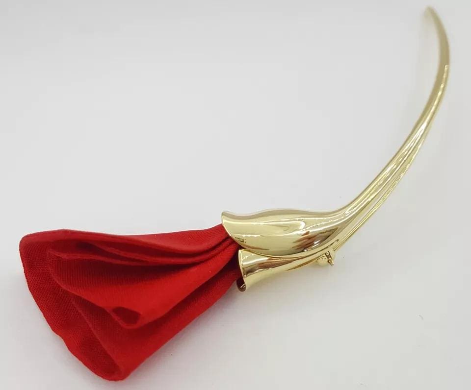 Tiffany & Co Elsa Peretti Red Rose Silk Amapola 18k Gold Brooch