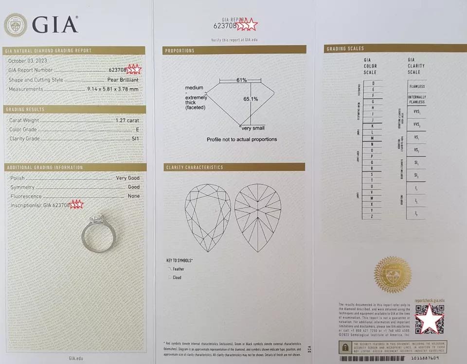 Pear Brilliant Cut Diamond Halo Engagement Ring Platinum GIA 1.7 ct Retail 12K