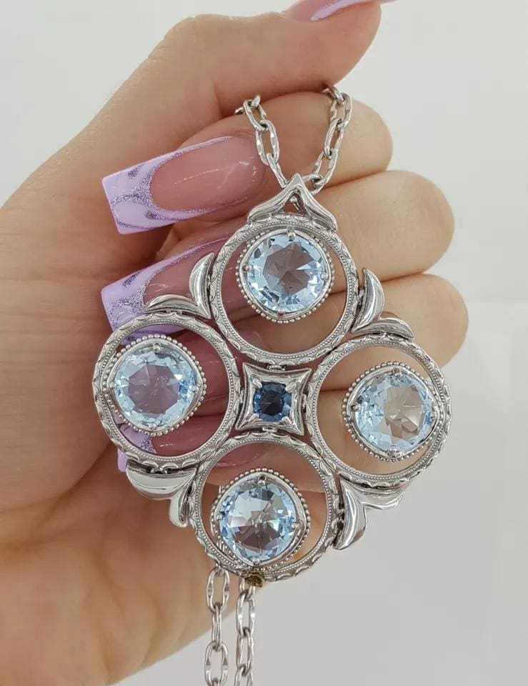 Tacori SN1420233 Island Rains Topaz Circle Pendant in Sterling Silver & 18K Gold