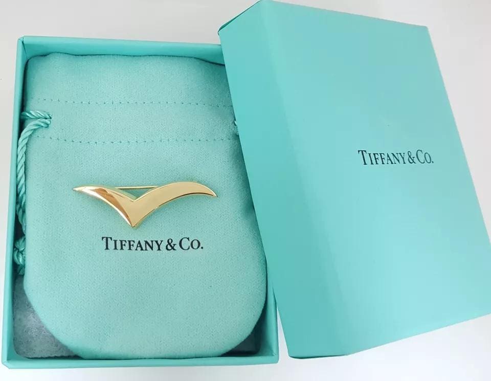 Tiffany & Co 1980's Vintage 18K Yellow Gold Seagull Brooch Brooch/Pin large 1.7"