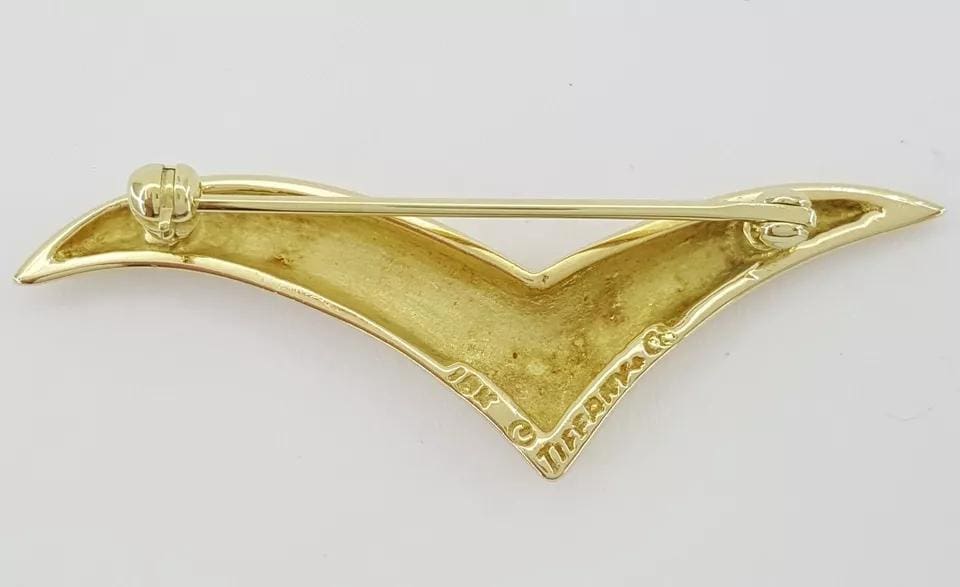 Tiffany & Co 1980's Vintage 18K Yellow Gold Seagull Brooch Brooch/Pin large 1.7"