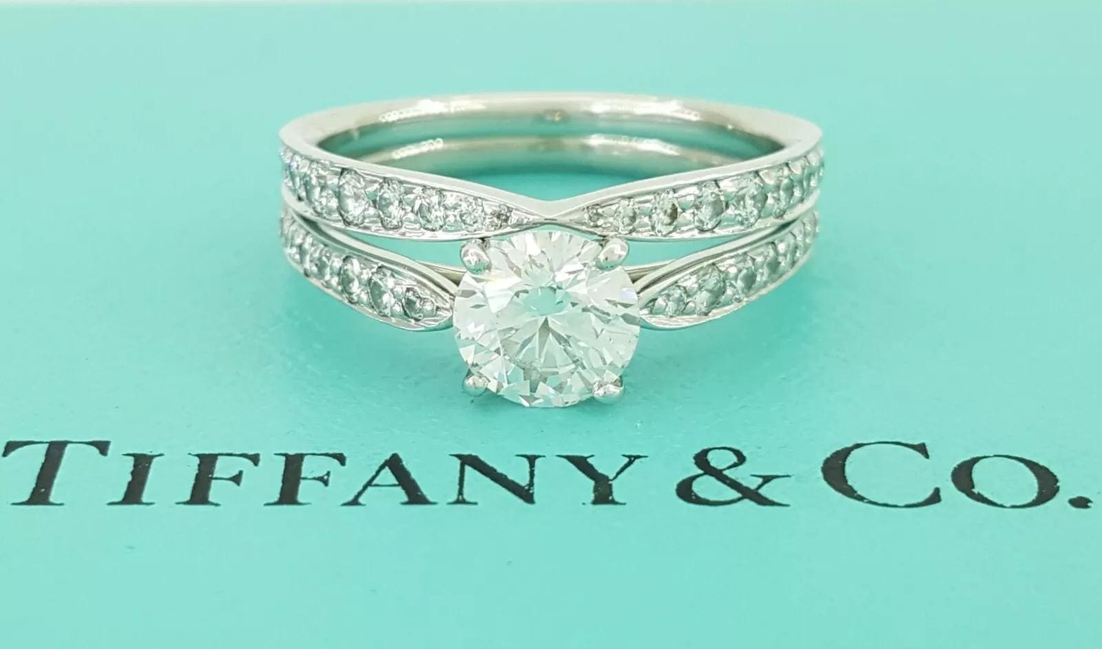 Tiffany & Co Harmony Diamond Platinum Engagement Ring Band Set 1.38 ct 15,450