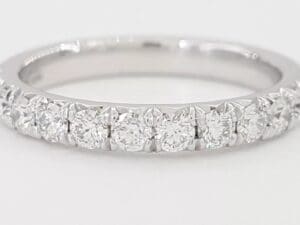 Half Circle French Pave Round Diamond Wedding Band 0.44 ct 2.5 mm 14k White Gold