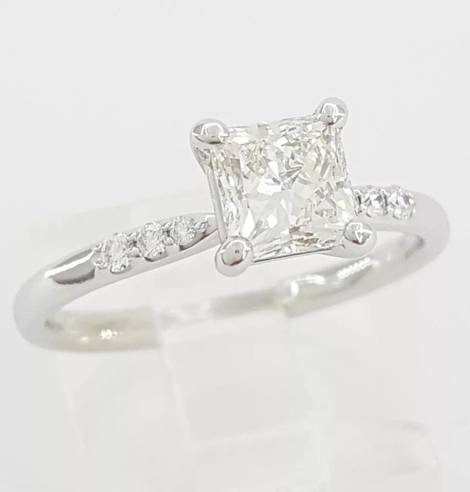 Princess Brilliant Cut Diamond Engagement Ring 14k White Gold 1.1 ct GIA Rtl 7k