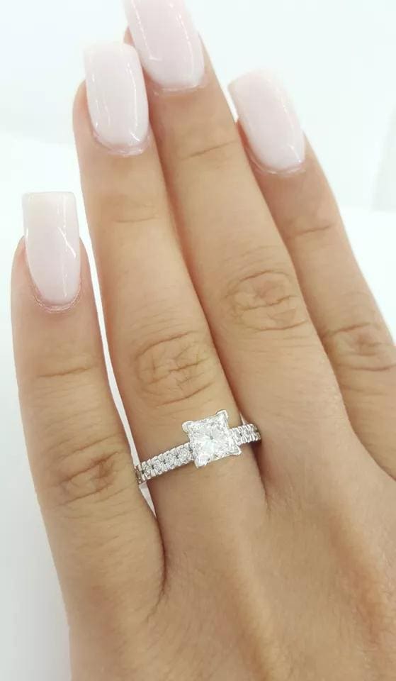 Princess Brilliant Cut Diamond Engagement Ring 1.26 ct 14K White Gold Rtl 6,495