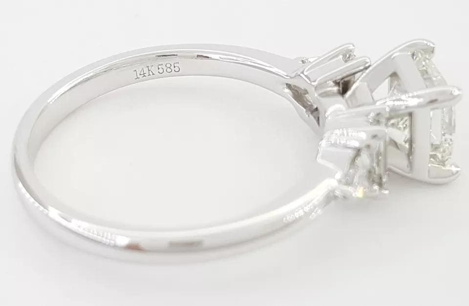 Princess Three 3-Stone Engagement Ring 1.35 ct 14K W Gold Retail 7,500