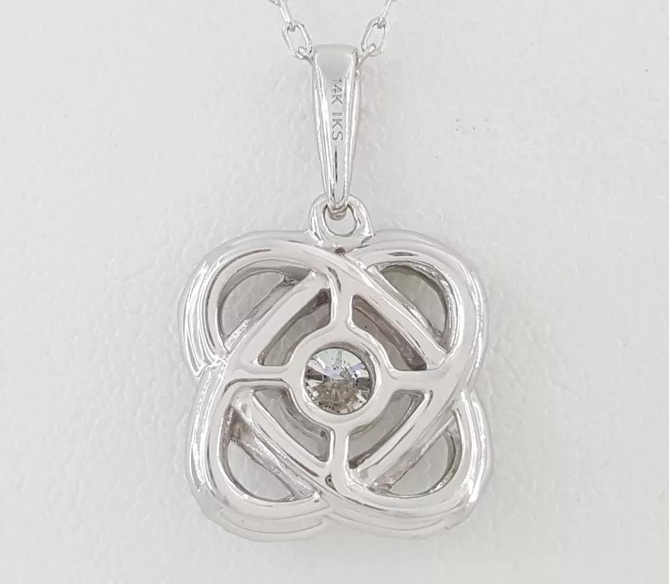 Round Diamond Crossover Halo Pendant Necklace 14K White Gold 1 ct Retail 2995
