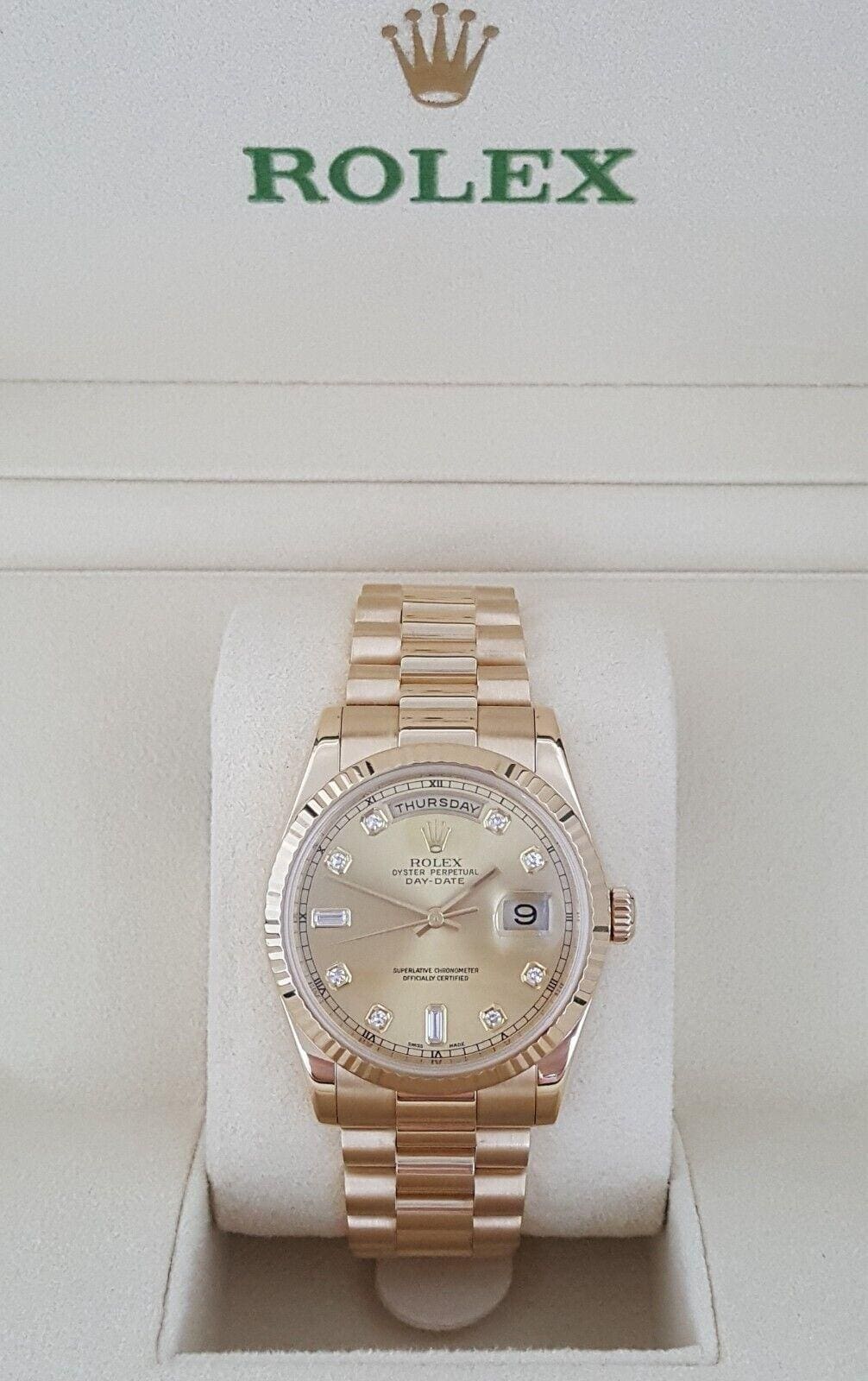 Rolex Day-Date President 118238 Double Quick 18K Factory Diamond Dial Watch