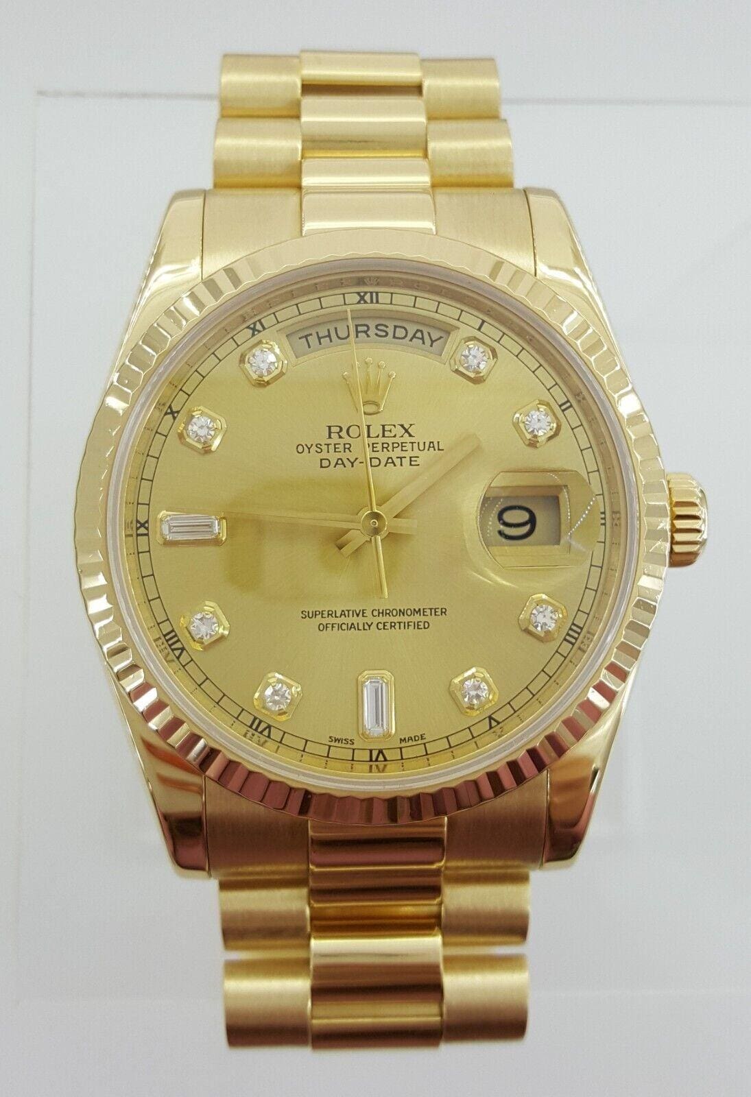 Rolex Day-Date President 118238 Double Quick 18K Factory Diamond Dial Watch