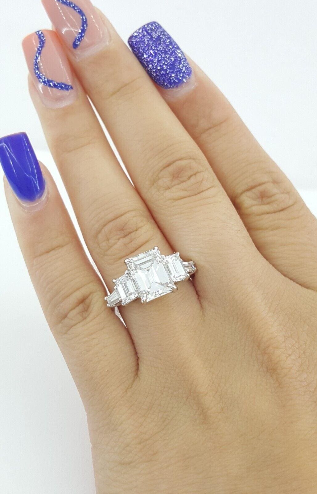 Emerald Cut Diamond Engagement Ring 3.8 ct Platinum E/VS2 GIA Rt $75,950