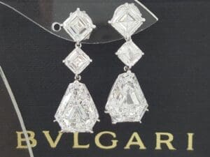 Bvlgari Bulgari Shield & Asscher Cut Diamond Drop Earrings 13.97 ctw Rt $1 Mil