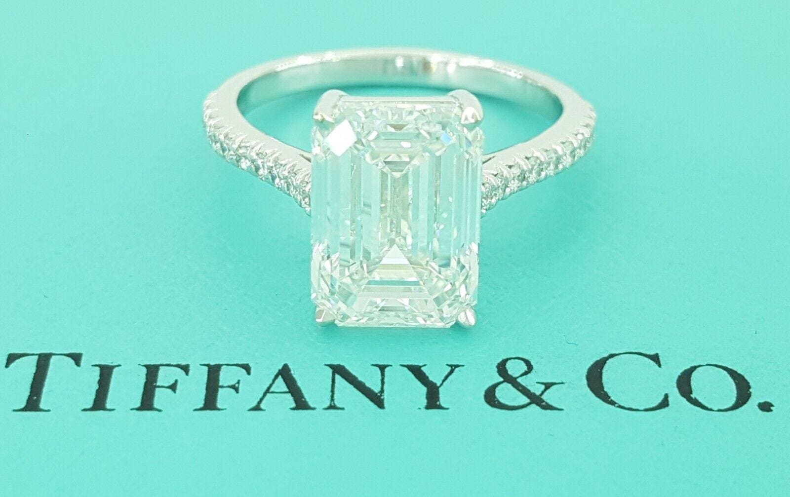 Tiffany & Co Novo Emerald Cut Diamond Platinum Engagement Ring 4.18 ct Rtl $286k