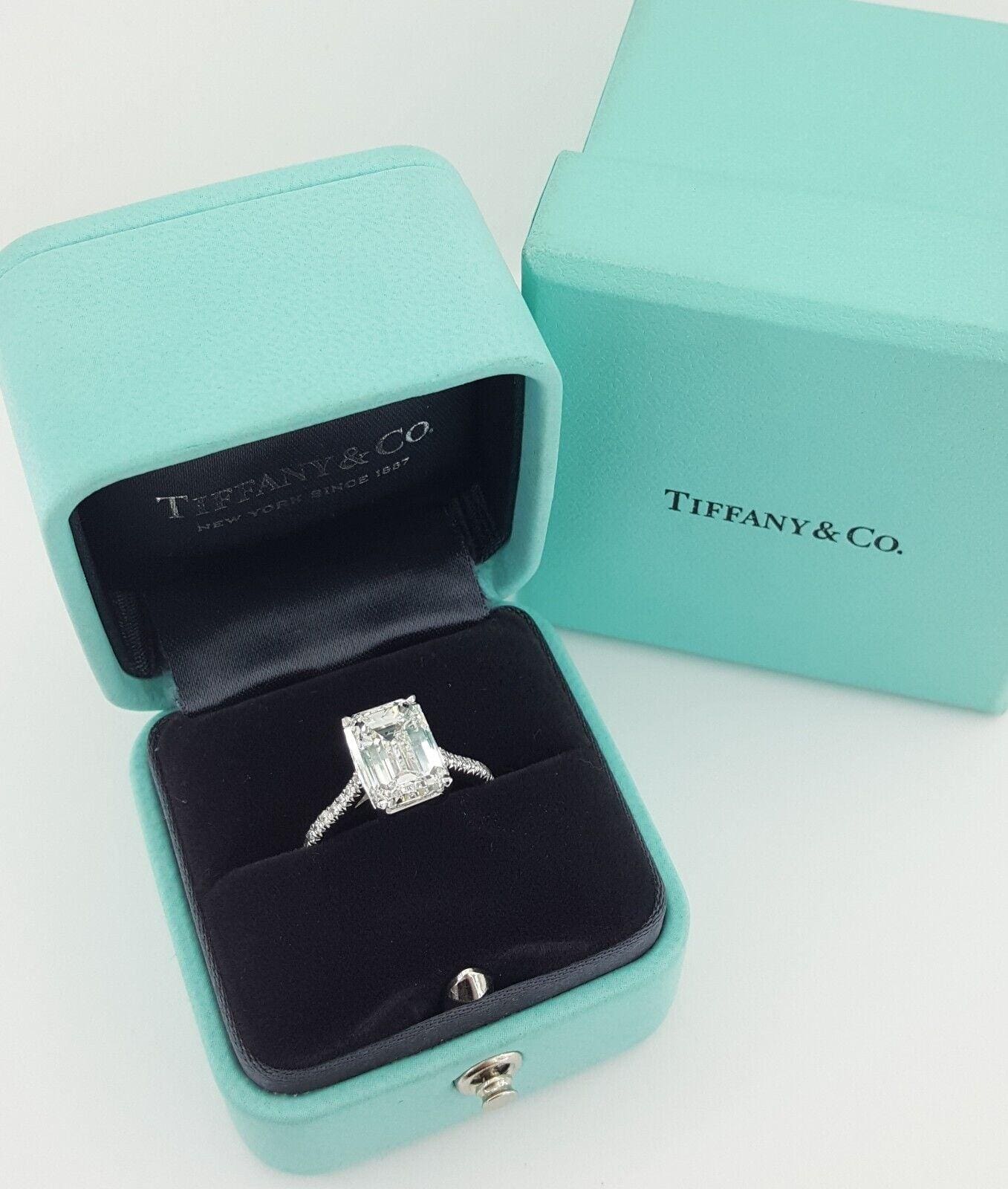 Tiffany & Co Novo Emerald Cut Diamond Platinum Engagement Ring 4.18 ct Rtl $286k