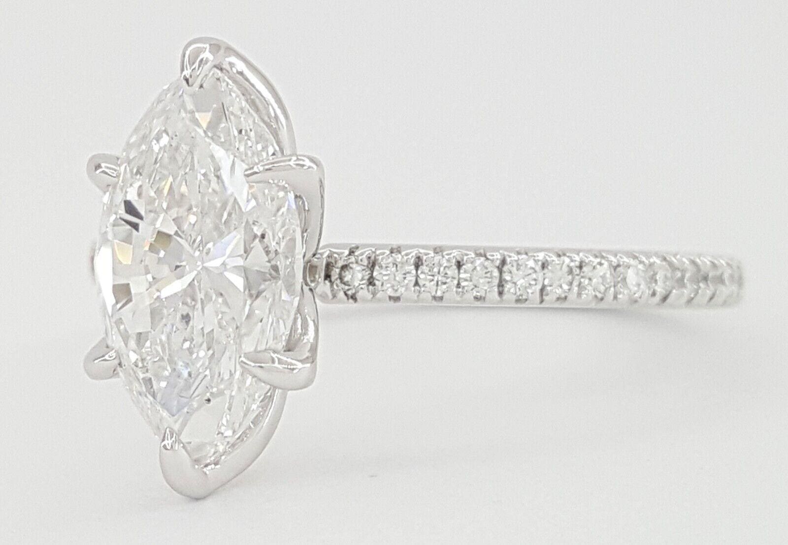 Marquise Brilliant Cut Diamond Engagement Ring 2.25 ct Platinum GIA Rtl $42K