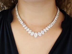 Oval Diamond Riviera Tennis Line Necklace 85.1 ct Platinum 16" GIA Rtl $2.5 Mil