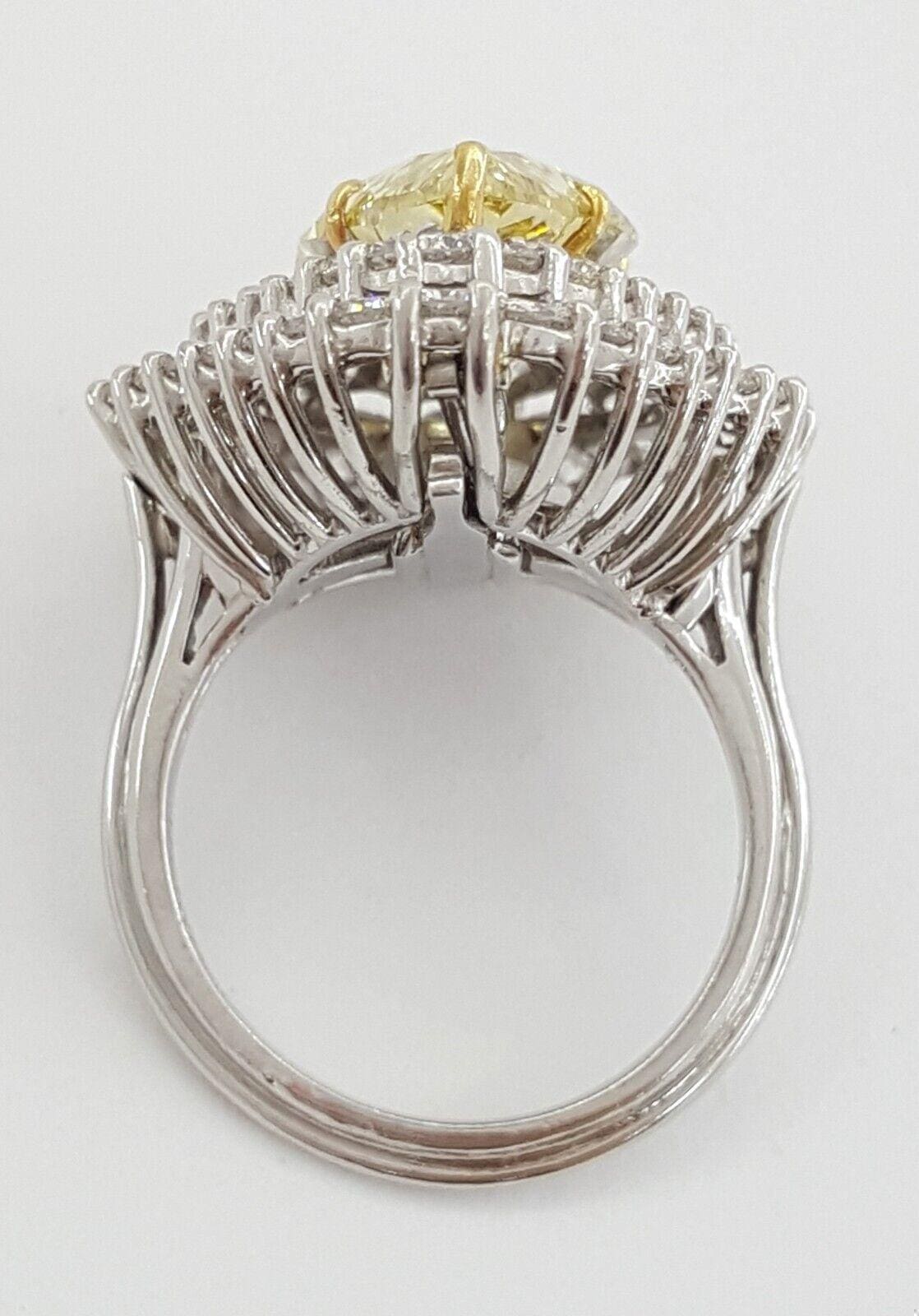 Vintage Pear Fancy Yellow 10 ct Diamond Ring Pendant Platinum GIA