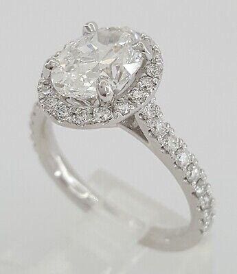 Oval Brilliant Ideal Cut Diamond 2.61 ct Platinum Halo Engagement Ring GIA $52k