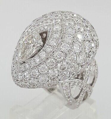 GRAFF 18K White Gold 11 ct Pear & Round Diamonds Pave "PAVILION" Ring GIA