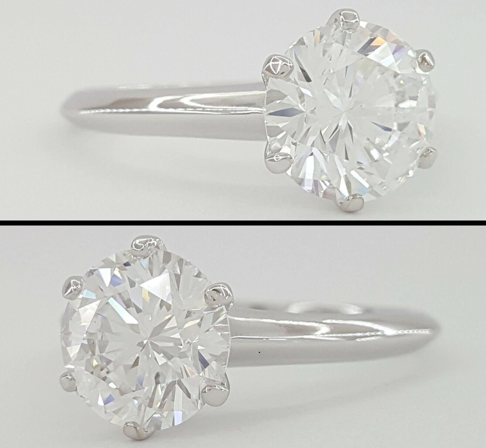 Tiffany & Co Solitaire Round 2.02 ct Diamond Platinum Engagement Ring Rtl $80K