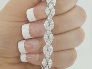 Marquise Cut Diamond Line Tennis Bracelet 7" 12 ct 18K White Gold Rtl $36K