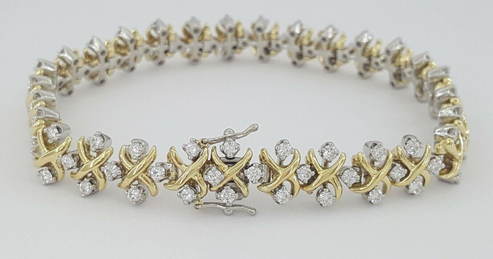 Tiffany & Co. Schlumberger Lynn 8" Diamond Bracelet 3.05 ct Platinum & 18K