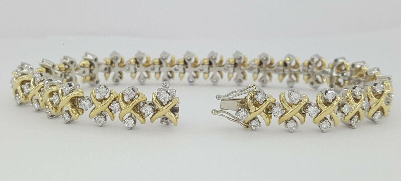 Tiffany & Co. Schlumberger Lynn 8" Diamond Bracelet 3.05 ct Platinum & 18K