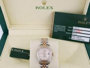 Rolex Lady Datejust 179171 Diamond Dial 26 mm Box Card 2-Tone SS & 18k Everose