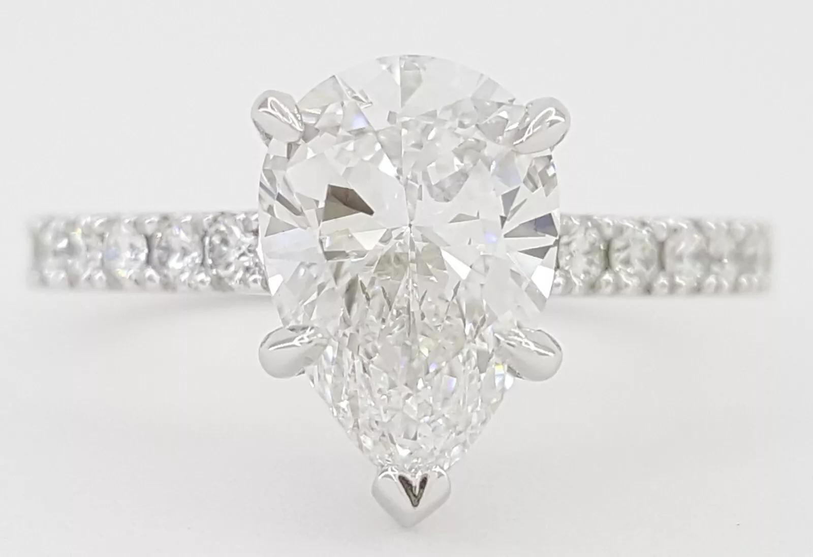 Pear Diamond Hidden Halo Engagement Ring Platinum 2.43 ct Rtl 27K
