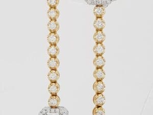 Round & Baguette Diamond Drop Dangle Earrings 1.65 ct 18K Gold Retail 4,995