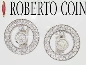 Roberto Coin Cento Baby O Circle Pave Diamond Earrings 1.2 ct 18K Gold Rtl 12.5K