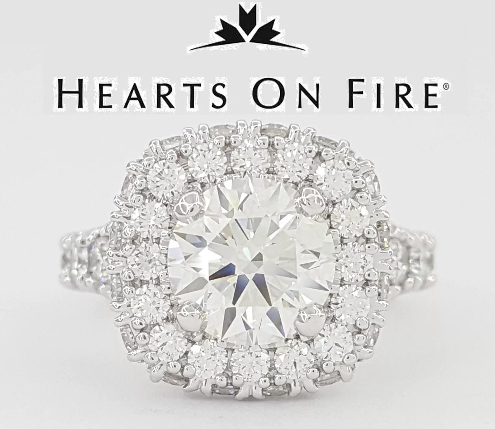HOF Hearts on Fire Acclaim Round Diamond Halo Engagement Ring 3.59ct Retail 43K