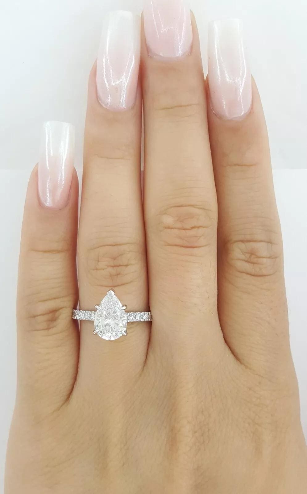 Pear Diamond Hidden Halo Engagement Ring Platinum 2.43 ct Rtl 27K