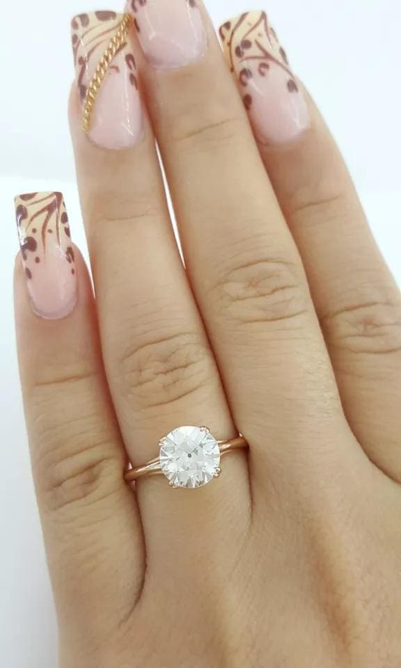 Vintage Old European Diamond Solitaire Engagement Ring 1.72 ct 18k Rose Gold GIA
