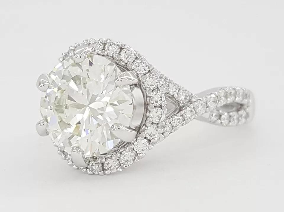 Round Diamond Crossover Halo Engagement Ring 3.62 ct 14K White Retail $43,500