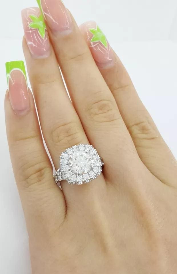 HOF Hearts on Fire Acclaim Round Diamond Halo Engagement Ring 3.59ct Retail 43K