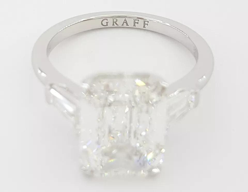 Graff Promise Emerald Cut Diamond 3-Stone Engagement Ring 5.91 ct Retail $335k