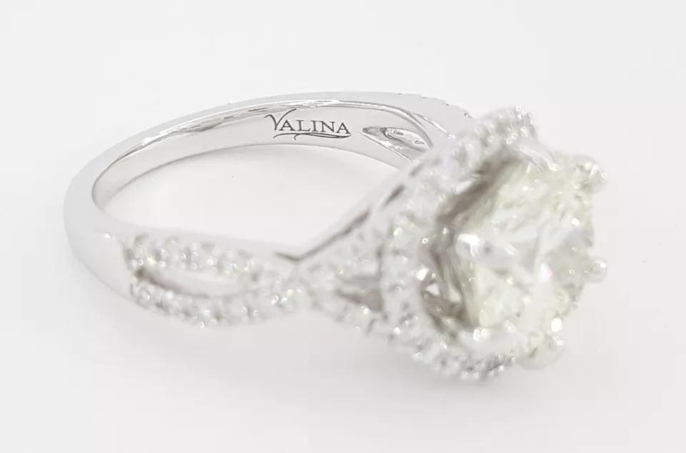 Round Diamond Crossover Halo Engagement Ring 3.62 ct 14K White Retail $43,500