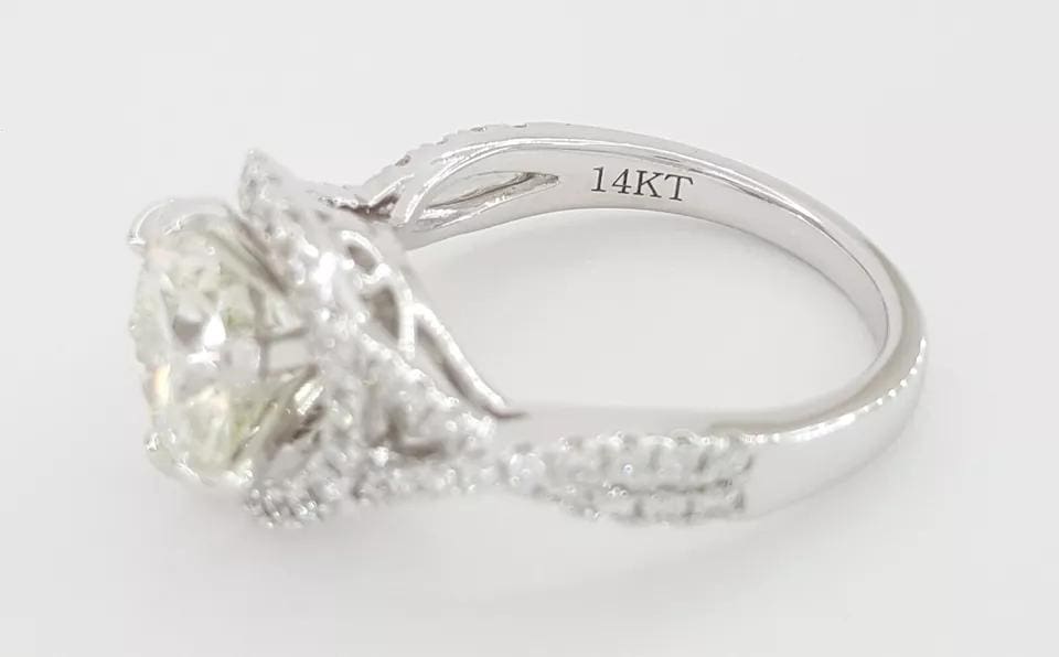 Round Diamond Crossover Halo Engagement Ring 3.62 ct 14K White Retail $43,500