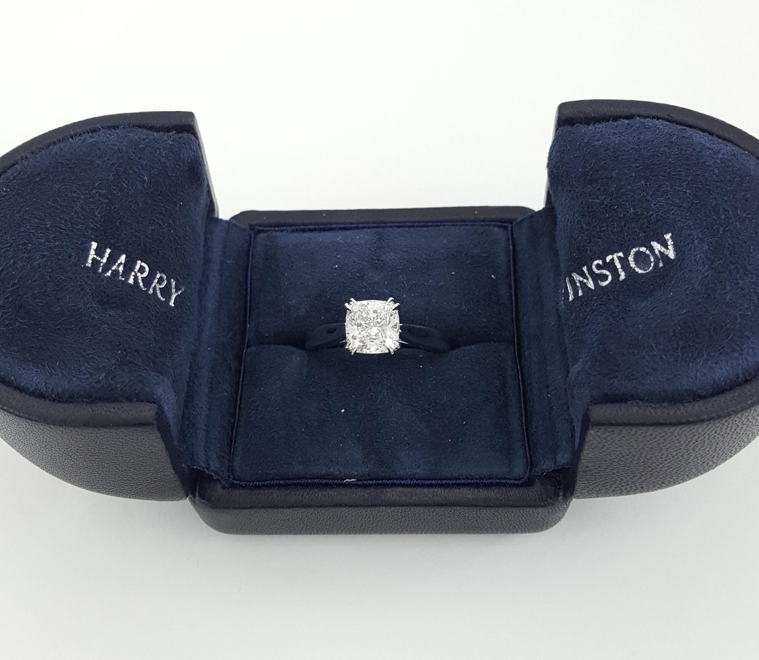 Harry Winston Solitaire Cushion Diamond Engagement Ring 1.90 ct Retail $53.5K