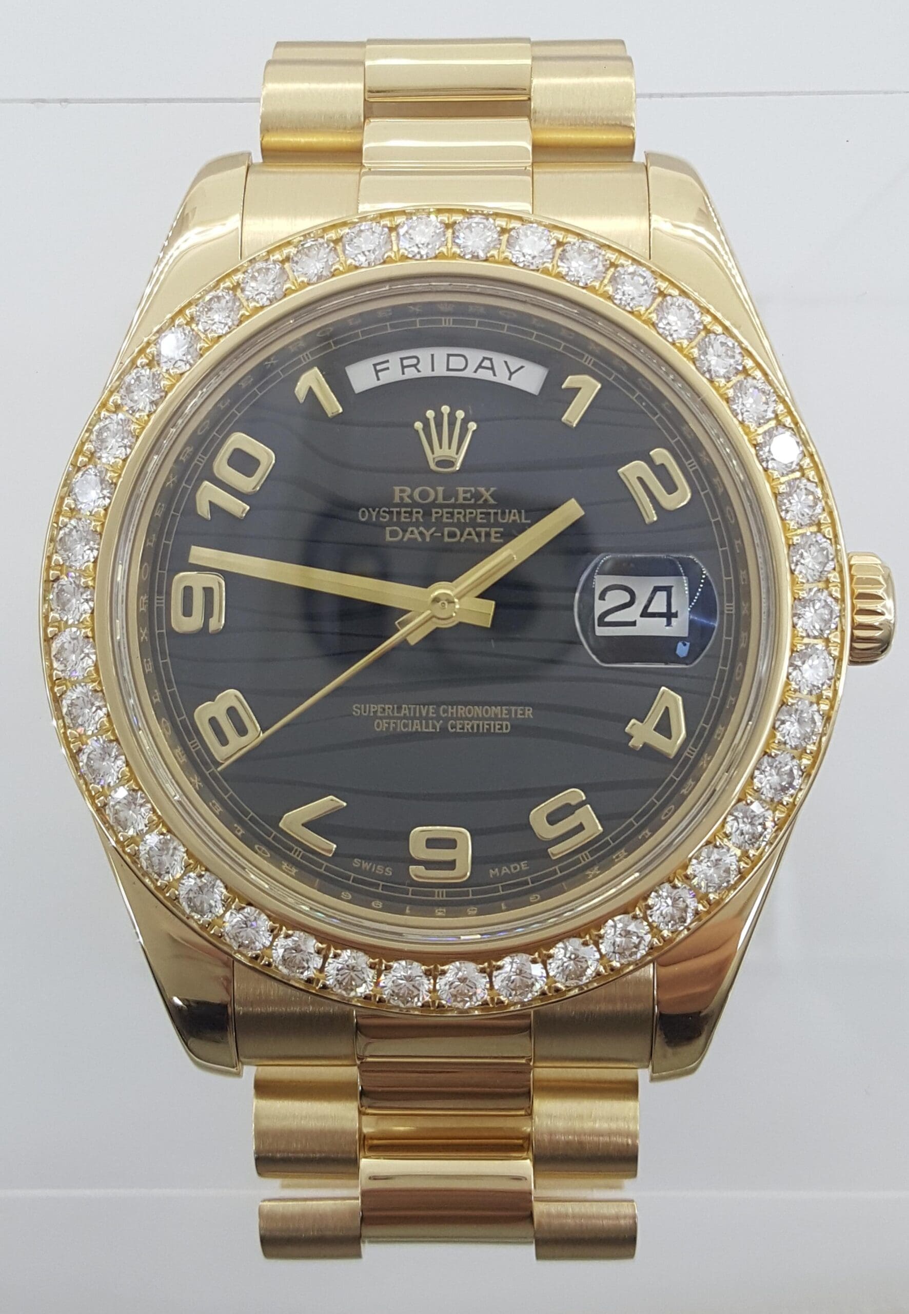 Rolex Day-Date II President 218348 18K Gold 41 mm Factory Diamond Wave Dial