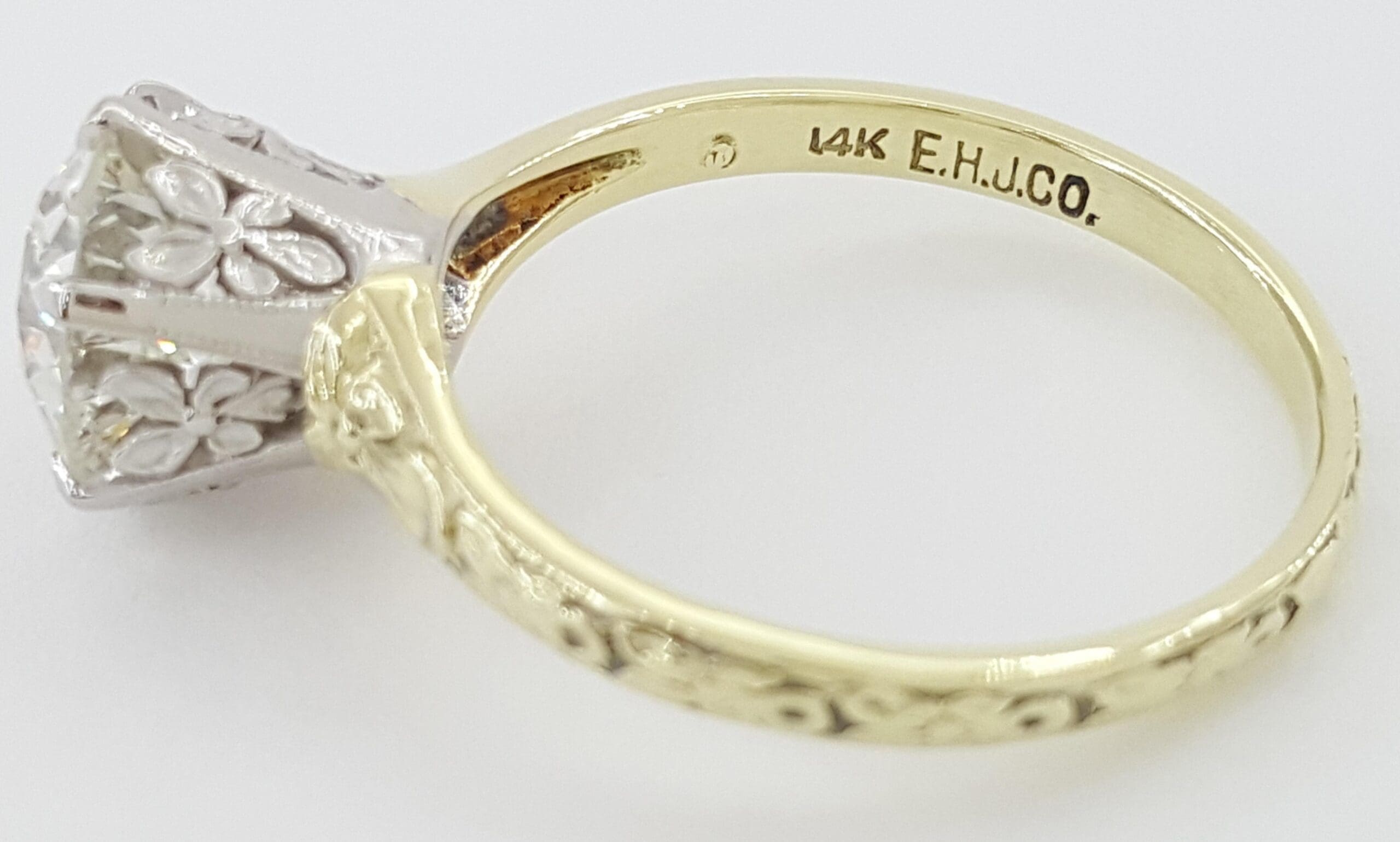 Antique Art Deco Old European Cut Diamond Engagement Ring 1.87 ct Orange Blossom