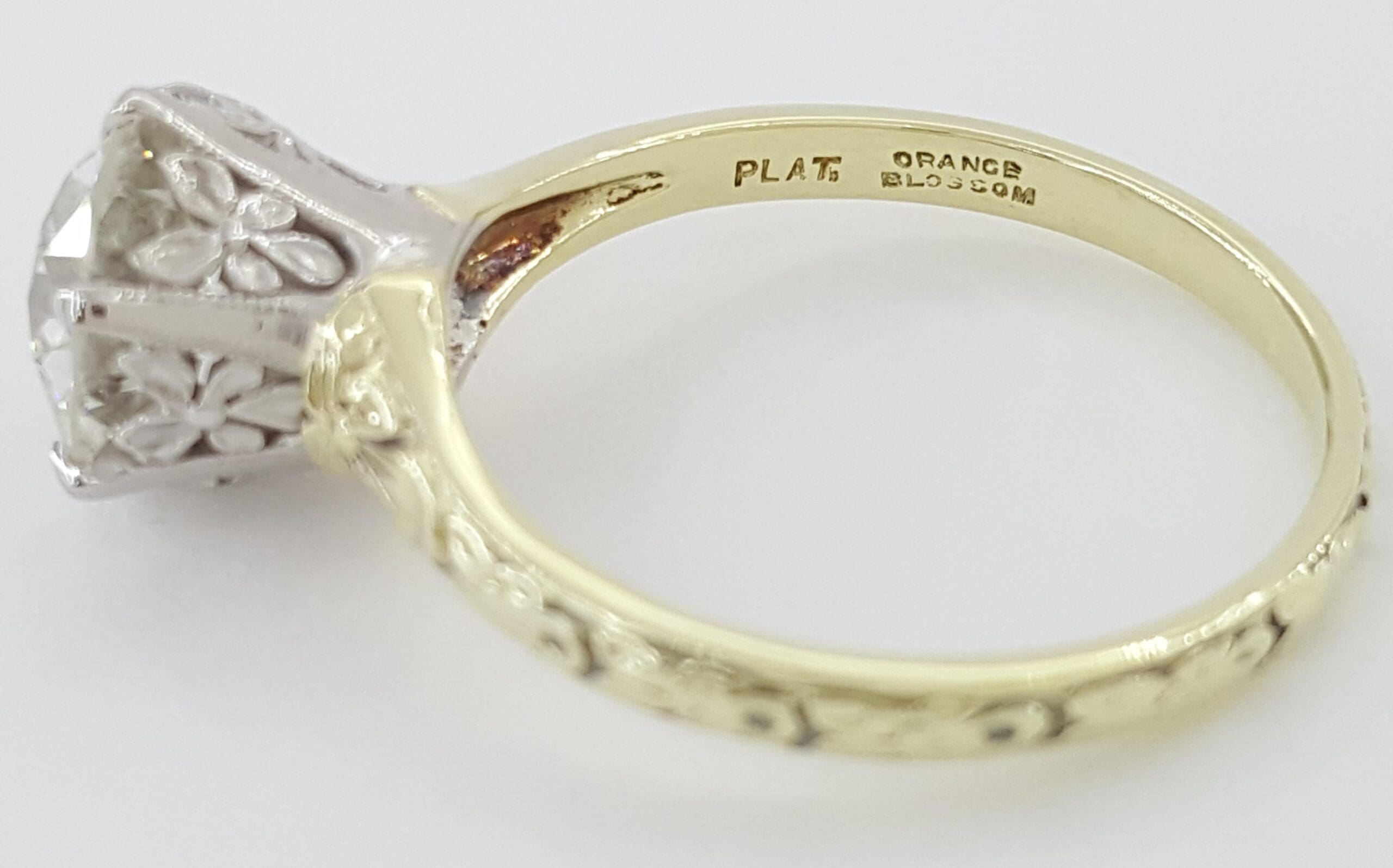 Antique Art Deco Old European Cut Diamond Engagement Ring 1.87 ct Orange Blossom