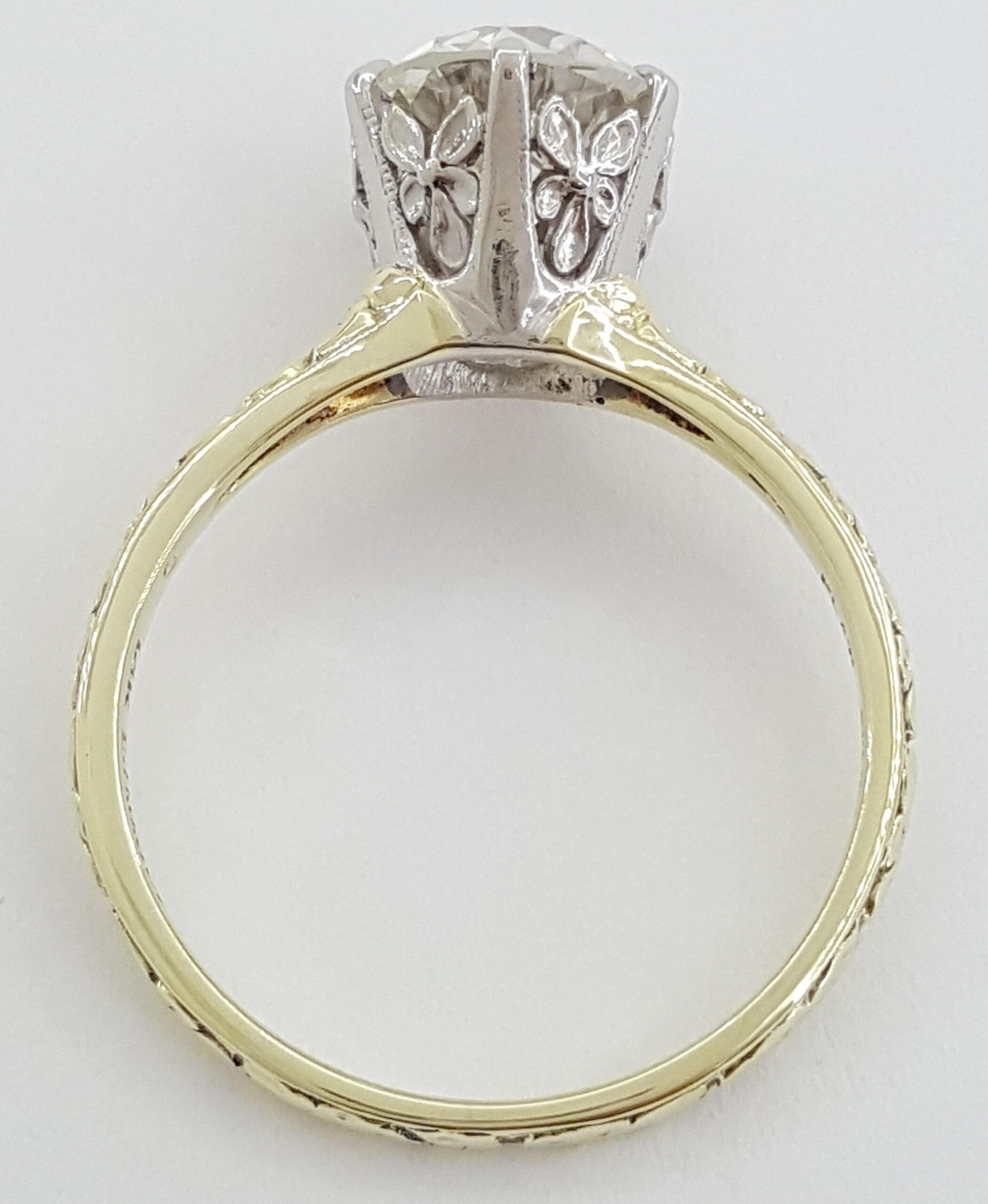 Antique Art Deco Old European Cut Diamond Engagement Ring 1.87 ct Orange Blossom